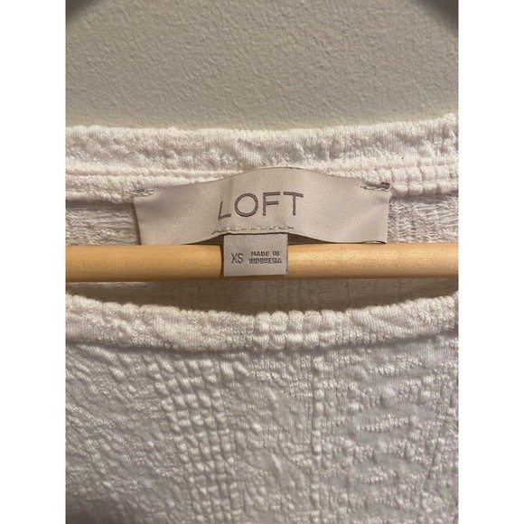 LOFT Ivory Textured Long Sleeve Tee - Picture 3 of 4